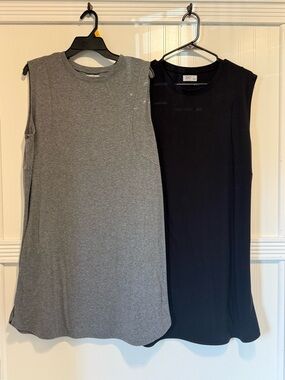 Classic Maurices Sleeveless Tank Dress Duo - Gray & Black
